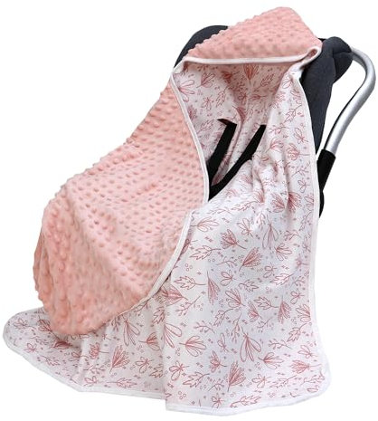amo nenes Einschlagdecke Babydecke für Babyschale Kinderwagen Kuscheldecke 90 x 90 cm 100% Baumwolle Ganzjahresdecke Universal Baby Decke für Buggy Autositz (Rosa)