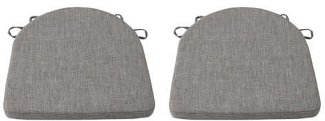 YOUGANG Sitzkissen mit Bändern, 42 x 41 x 4 cm, hochdichter Schaumstoff, mit rutschfester Unterseite, waschbarer, abnehmbarer Bezug, Grau, 2 Stück