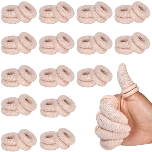 Thumb Bandage Finger Bandages 30 PCS Tubular Finger Stall Bandage Cotton Finger Cots Elastic Fingertip Protectors for Sprains Sports Kitchen Gardening Work