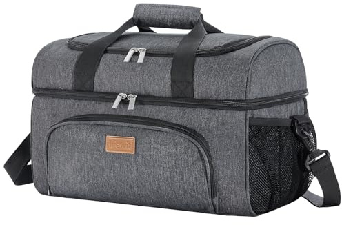 Lifewit Borsa Frigo, Borse Termica Morbida, Grande Borsetta Termiche Porta Pranzo, Cooler Bag con Doppio Scomparto per Mare, Spiaggia, Viaggio, Campeggio, Grigio Scuro 30L