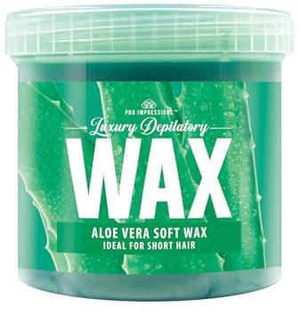 Pro Impressions Cera professionale per depilazione calda per viso e corpo, 450 g (1 vaso, cera morbida all'aloe vera)