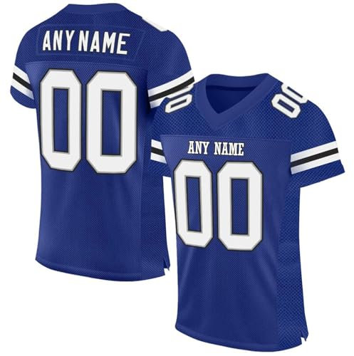 Personalisiert American Football Trikot für Herren Damen Jugend Vorschule Custom Football Jersey Sports Personalisierte Tshirt Printed Team Name & Number & Logo Blau