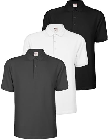 ALPIDEX Lot de 3 Polos Homme Polo Shirt 100% Coton Manches Courtes T-Shirt Classique Casual Uni S M L XL XXL 3XL 4XL 5XL, Taille:4XL, Couleur:Storm