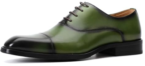 Scarpe da Abito Formale Affari da Uomo Oxfords in Vera Pelle Ufficio Matrimoni Scarpe Eleganti Basse Stringate,Verde,44