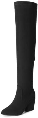 DREAM PAIRS Women's Over the Knee High Boots,Black-Suede,7