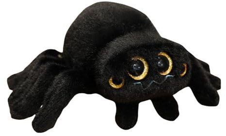 TROYSINC Peluche de araña de peluche, suave araña de dibujos animados, juguete de peluche, cojín de peluche, decoración de Halloween, regalo para niños (25 cm, negro)