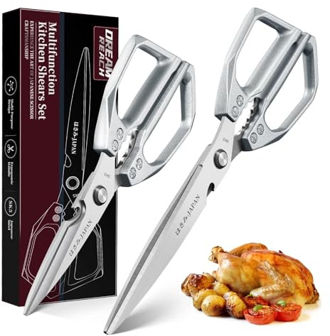 Dream Reach Poultry Shears Set- Silver Heavy Duty Kitchen Scissors, Stainless Steel Cooking Scissors for Food,Chicken Bones