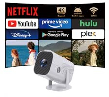 【Built-in APPS And Wifi】Mini Projector With Wifi And Bluetooth,outdoor projector for bedroom，portable small projector，Auto Keystone with HDMI/TV Stick/Memory Stick/Laptop