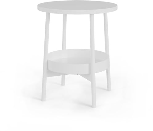 Vicco Tavolino da salotto Riono, Bianco, 40 x 40 cm con spazio di archiviazione aggiuntivo, adatto come ripiano per libri, riviste e telecomandi