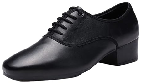 sekiueo Chaussures De Danse Latine À Talons Hauts Hommes Semelle en Cuir Chaussures De Danse De Salon Salsa Valse Et De Caractère,Noir,44 EU