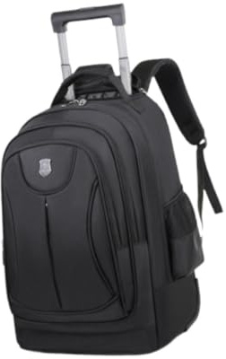 diwedaso Reliable Rolling Backpack with Trolley Offers Smooth Transitions Classroom to Boardroom Suitable for Business Trolley Backpack with Wheels Double, Black, 50x34x22cm
