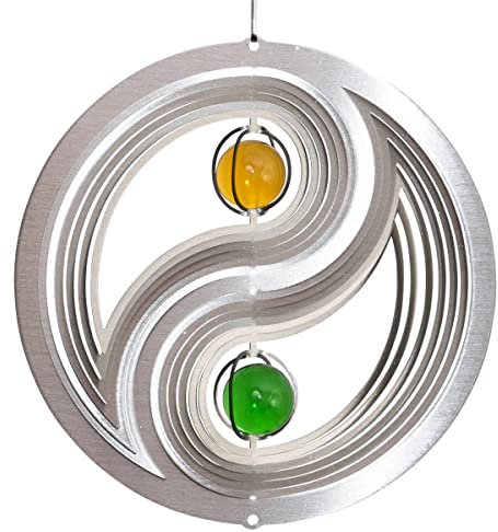 CIM Girandola decorativa Acciaio inox - ORBIT YIN YANG 200 - Ø 200 mm - cordino di nylon, ganci e mulinello su cuscinetto a sfere