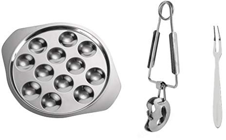 Cabilock Escargot - Set da pranzo con 12 fori per lumache, set da 12 forchette, set di forchette per ostriche, in acciaio inox, per limoni, salsa, ostriche