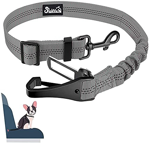 Eyein 3-in-1 Dog Car Seat Belt with Reflective Elastic Nylon Bungee, Safety Belt for All Breeds and Car Seats, 70 cm (Grey)