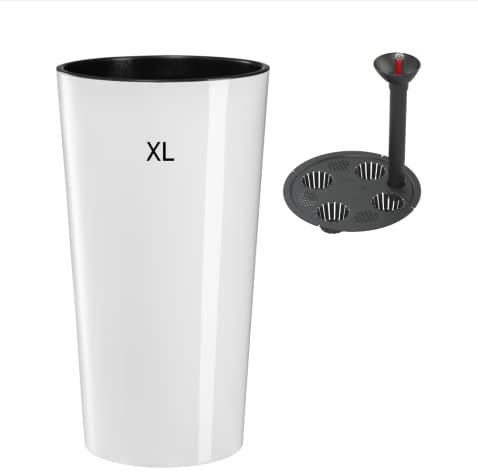 MELTOM Blumenkübel mit Bewässerungssystem Hochglanz Slim mit Herausnehmbaren Einsatz Blumentopf (Weiß, XL)