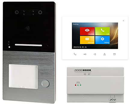 Voxura Domo Video Türsprechanlage Gegensprechanlage 1-Familien Komplett Set Außenstation Touchscreen Gesichtserkennung Face ID Aufputz