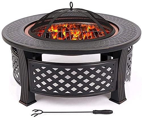 Tazón para hogueras al Aire Libre con Pantalla de chispas, hogueras y tazones de Fuego con Tapa Parrilla de Barbacoa Protector de trípode y Cubierta Calentador de Patio Grande redo