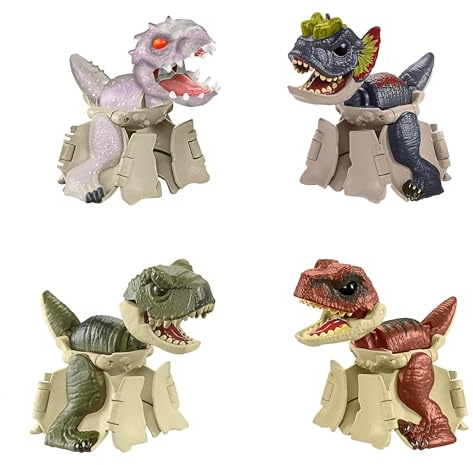 Mattel Jurassic World Hidden Hatcher Eclosión Pack 4 dinosaurios de juguete que se transforman en huevo, +4 años, HTP69