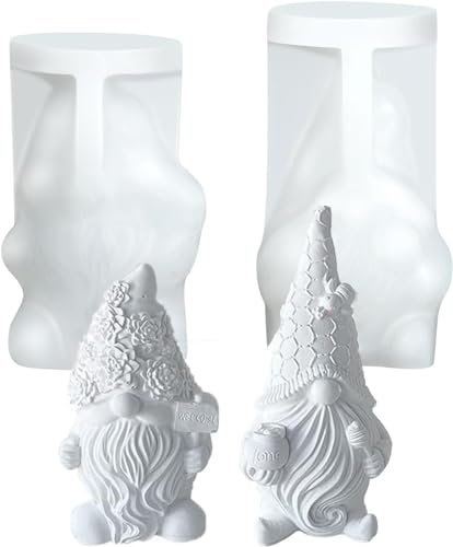 Wadlhk wichtel Silikonformen Gießformen,2 Stück 3D Silikonform Weihnachten,DIY Santa Zwerg Silikonform Kerzenhalter, für Duftkerzen, Seifen, Süßigkeiten Gießformen Weihnachten Deko