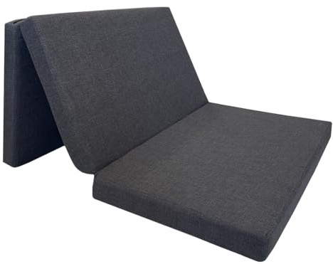 Acomoda Textil – Colchón Plegable con Espuma Alta Densidad y Funda con Cremallera Gris 180x90x8 cm. Colchoneta de Viaje para Ahorrar Espacio y Cama Invitados Cómodo y Resistente.