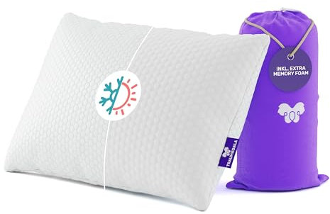 Traumkoala Wolkenweich Kissen - Kopfkissen 40x80 - Höhenverstellbares Memory Foam Kühlkissen zum Schlafen - Orthopädisches Kissen perfekt als Gesundheitskissen für einen schonend weichen Schlafkomfort