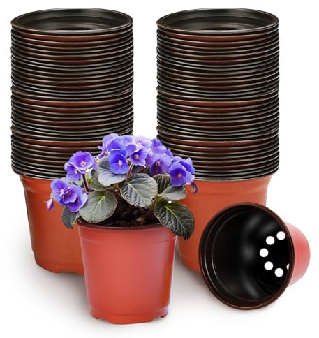 FePen 100 Pièces Pots de Plantes en Plastique, Petit Pot Plante semis Pot de Fleurs en Plastique Godets repiquage, pour la Plantation Intérieure et Extérieure