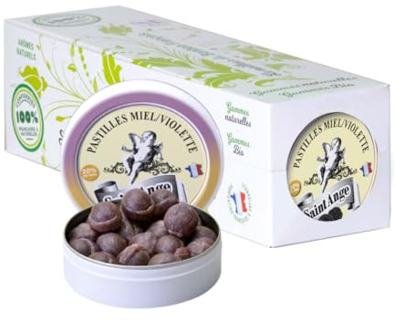 Set of 10 Boxes Honey Violette Pastilles Sant'Angelo Traditional Sweets 100% French Honey Violet