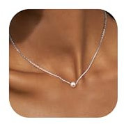 Chriscoco Perlenkette Damen Silber Perlen Halskette Damen 14K Vergoldete Perlen Kette Perlen Choker Kette Silberkette Goldkette Halskette mit Süßwasserperlen Perlen Modeschmuck Geschenke