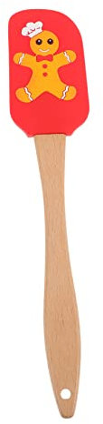 TOGEVAL Spatule Silicone Noël Avec Manche Bois Ustensile De Cuisine Flexible Et Grattoir Pâte Pour Décoration Pâtisserie Thème Festif Gingerbread