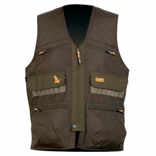 HART ARMOTION Chaleco de Caza Class-V, Verde Oliva Oscuro, Tejido Rip-Stop, con Doble Morral, Cananas, Bolsillos Cargo, Forro de Malla Transpirable (FR/ES, Letras, M, Regular, Regular)