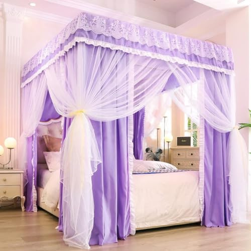 Zanzariera per letto – 4 baldacchino angolare per camera di ragazze, adulti e bambini, migliora il comfort e la protezione contro gli insetti