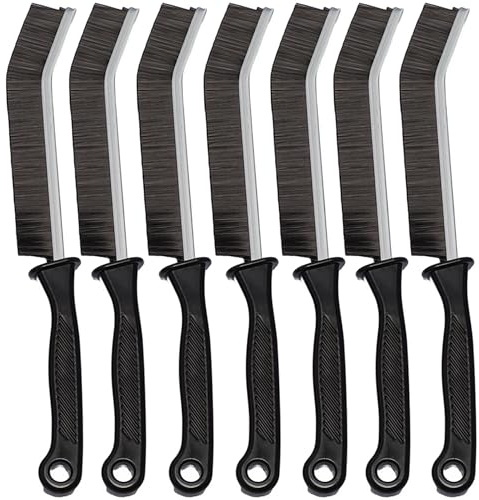 7 Pcs Hard Bristle Crevice Cleaning Brush Set - for Grout, Tight Spaces & Gap Cleaning, Deep Reach Narrow Scrubber Tools for Bathroom Tiles, Kitchen Sink, Window Tracks & Car Vents, Home Essentials