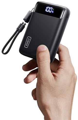 INIU Ultra Klein 20000mAh Power Bank, 22.5W Schnellladung PowerBank mit Abnehmbar USB C Kabel, Flugtauglich & Reise-Essential, Externe Handyakkus für iPhone 17 16 15 Pro, Samsung S25, Xiaomi, iPad etc