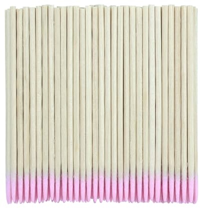 200 bastoncillos de algodón de 7 cm con punta de sacapuntas, bastoncillos de limpieza de madera para tatuajes, cejas, uñas (rosa)