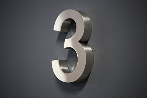 Lüllmann Hausnummer Premium Edelstahl in 3D Design Arial ALLE Zahlen H20cmxT3cm V2A TOP (Arial 20cmx3cm Nr.3)