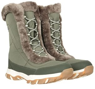Mountain Warehouse Ohio Womens Snow Boots - Snow Proof Ladies Faux Fur Shoes, Thermal Tested -20 °C, IsoTherm - Winter Skiing, Winter Sports, Walking Khaki Womens Shoe Size 6 UK
