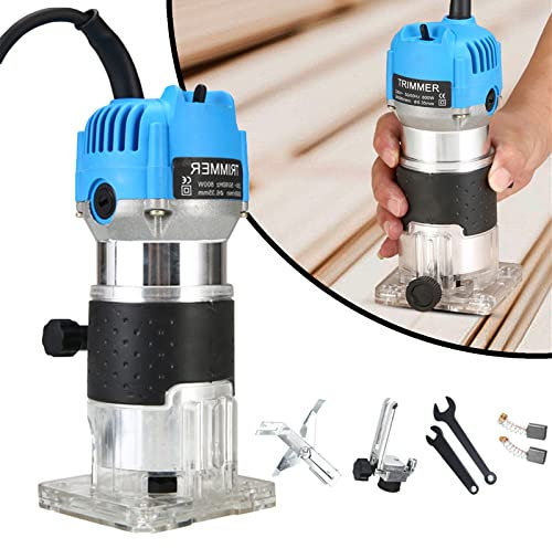 Fresadora De Madera Rebajadora Eléctrica, 800W Fresadora Para Madera, Recortadora De Una Mano, 30000RPM Fresadora De Bordes, Enrutador Laminador De Madera Para Carpintería
