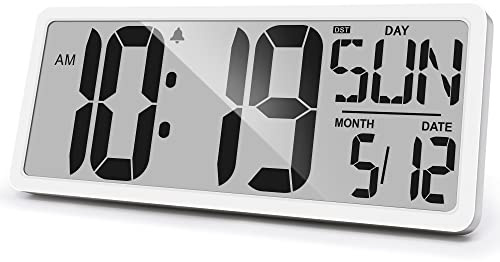 GEELION Large Digital Wall Clock 15.1 Inch Alarm Clock for Bedroom Wall Clocks Battery Operated Digital Clock Large Display with Temperature Desk Clocks for Office Living Room Decor