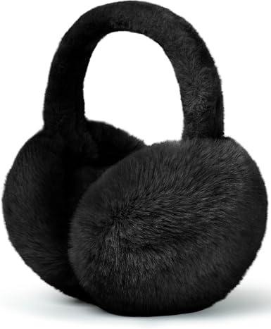 Ear Muffs Winter Women Men Kids Girls Earmuffs for Women Winter Accessories Ear Covers Cold Weather Running Ear Warmers Headband White Black Cute Fluffy Fuzzy Adjustable Foldable Faux Fur Ladies