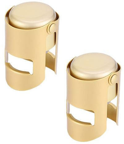 tooloflife 2 tappi scintillanti per bottiglie di champagne, in acciaio inox, sottovuoto, a prova di perdite, per birra, vino, prosecco, colore oro
