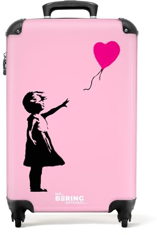 NoBoringSuitcases.com Handgepäck Koffer 55x40x20 cm - Hartschalenkoffer, Reisekoffer, Reisetasche mit Rollen, Trolley, Rollkoffer (Mädchen - Rosa)