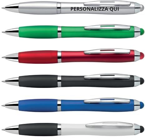 PENNE PERSONALIZZATE CON STAMPA A COLORI UV, PENNE TOUCH IN PLASTICA (50 PEZZI, SILVER)