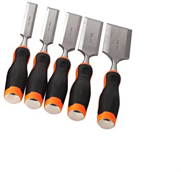 5-teiliges 22–51 mm Holzmeißel-Set cr-vs Schnitzwerkzeuge für Holz, Meißel, Zimmermannswerkzeug, TPR-Griff, professionelle Schnitzmesser, Holzstichel (Flachmeißel)