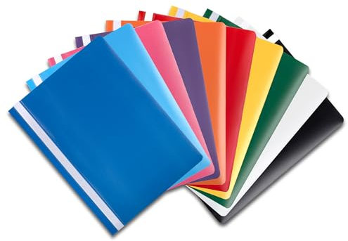 itenga 10er Pack Schnellhefter A4 Plastik stabil PP Kunststoff Sicht Hefter Mappe genarbt (farbig 10 Farben)