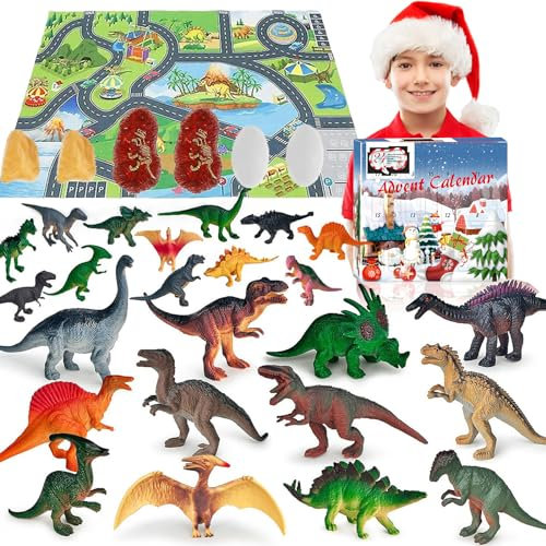 Brezoy Adventskalender 2024 Kinder, Adventskalender Dinosaurier Spielzeug ab 2 3 4 5 6 7 8 Jahre Junge Weihnachtskalender Xmas Geschenk Junge 2-8 Jahre Adventskalender Dino