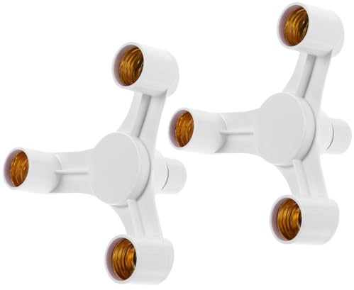 HOMSFOU Portalámparas De Conversión E27 a 3 Cabezales Adaptador Múltiple Para Iluminación Hogar Oficina Restaurante 2 Piezas Compacto Práctico