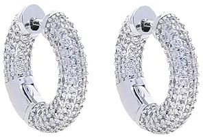 HUGE TOMATO Orecchini a cerchio Huggie Diamonde in argento 925, da donna,orecchini uomo, 17 mm, in argento 925, regalo di compleanno per donne, Argento, Zircone