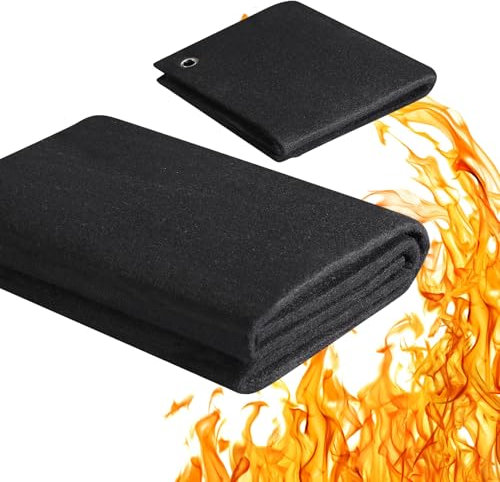 Rupse Feuerfeste Unterlage, 5 mm Dicke Schweißdecke, Hitzeschutzmatte Hitzebeständig bis 982 °C, Feuerfeste Matte Brandschutzmatte zum Löten Schweißen Löten Sanitär, 50x90 cm &30x30cm, Schwarz