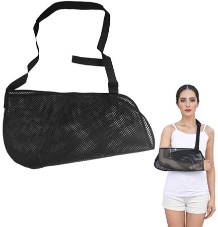 KUEEA Armschlinge Atmungsaktiv – Verstellbare Schulterstütze für Arm und Ellenbogen, Universal Tragbar für Links und Rechts, Leichtes Netzmaterial (Schwarz)