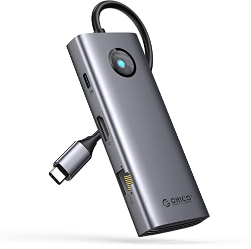 ORICO USB C Docking Station Dual HDMI,8 IN 1 USB C Hub mit 2 HDMI 4K@60Hz,Docking Station 2 Monitore,2 *USB-A 3.0,Typ-C 3.0,100W PD,SD/TF Kartenleser,Multiport Adapter für MacBook Air/Pro,Dell,Lenovo